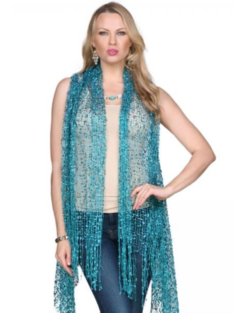Teal Confetti Vest Cardigan